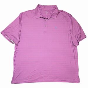 IZOD Golf Polo Shirt Pink Blue Stripe Performance Stretch Short Sleeve Mens 2XLT